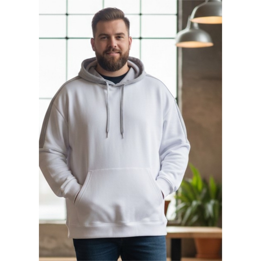 Adidas Climawarm Hooded Sweatshirt White & Gray Size 2XL